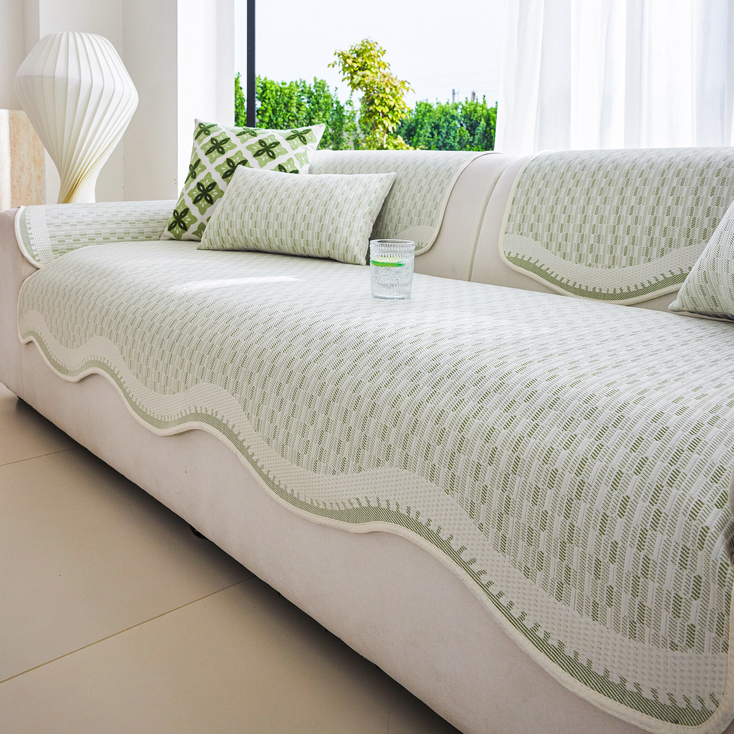波型柄ソファカバー 接触冷感 夏用 ひんやり 涼しい Q-max0.4 凸凹 侘寂スタイル 禅 和モダン 高通気性 蒸れない 洗える 犬猫対策 爪とぎ防止 汚れ防止 1-4人掛け 暑さ対策 マルチカバー