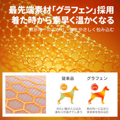 ペット用グラフェン発熱ダウンベスト 犬服 冬用 秋冬新作 3秒速暖 極暖 防寒保温 防水撥水 防汚 遠赤外線 ダックダウン91.9% 3倍反射材 夜間安全 リードシステム付 着脱簡単 軽量 伸縮フィット 抗菌消臭 蚊よけ 防塵 小型犬 中型犬 大型犬対応 お散歩ジャケット-Giipet