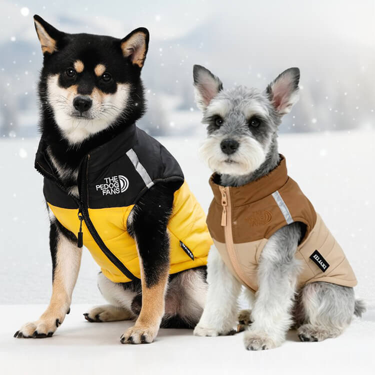 秋冬犬用ダウン風ベスト 完全防水 極暖 撥水加工 ドッグウェア 軽量 保温 防寒コート 1秒着脱 フロントジッパー 反射材 静電気防止 サイズ調節 Dリング付き 小型犬 中型犬 大型犬 ジャケット-Giipet