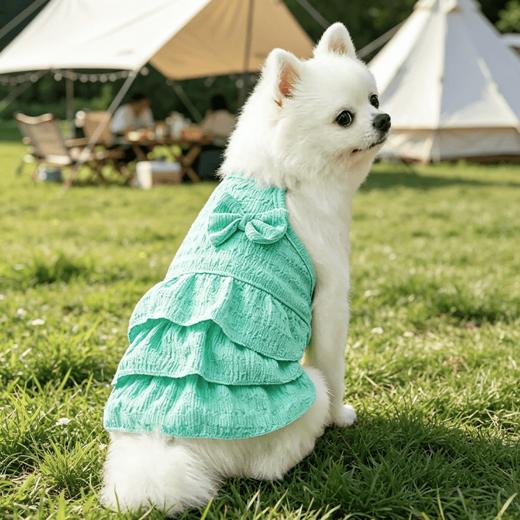 ペット服 ワンピース 春夏新作 犬服 ドッグウェア ドレス スカート 可愛い リボン付き 360度可愛い お洒落 快適フィット 抜け毛防止 小型犬 中型犬 猫 お散歩 お出かけ 記念撮影 涼しい