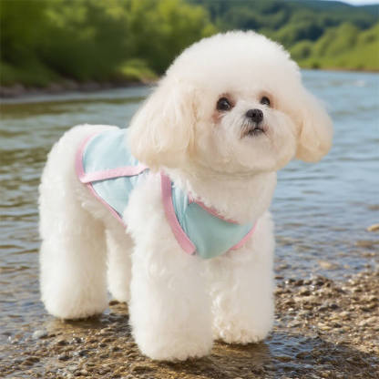 ペット用クールウェア 犬猫兼用 夏用 ノースリーブ アイスシルク素材 接触冷感 通気性 吸水スポンジ 軽量設計 濡らしてひんやり 暑さ対策 0.5kg-10kg対応 着脱簡単 多色展開