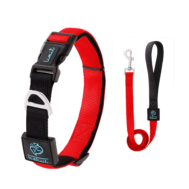 犬用コントラスト配色首輪リードセット ペット用牽引ロープ 360°フィット ソフト 調節可能 4色展開 スペースコットン裏地 高密度ポリエステル 丈夫 耐久性 小型犬 中型犬 大型犬対応 D型リング安全設計 着脱簡単 快適 おしゃれ-Giipet