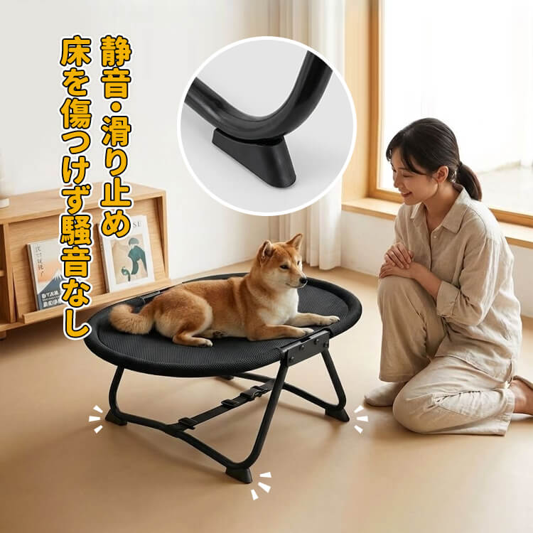 折りたたみ式ペットベッド キャンプ用 高床式コット 通气性 湿気除け カビ防止 コンパクト収納 持ち運び简单 室内 屋外 アウトドア レジャー 小型犬 中型犬 猫対応 全季節対応 丈夫な設計 避難用