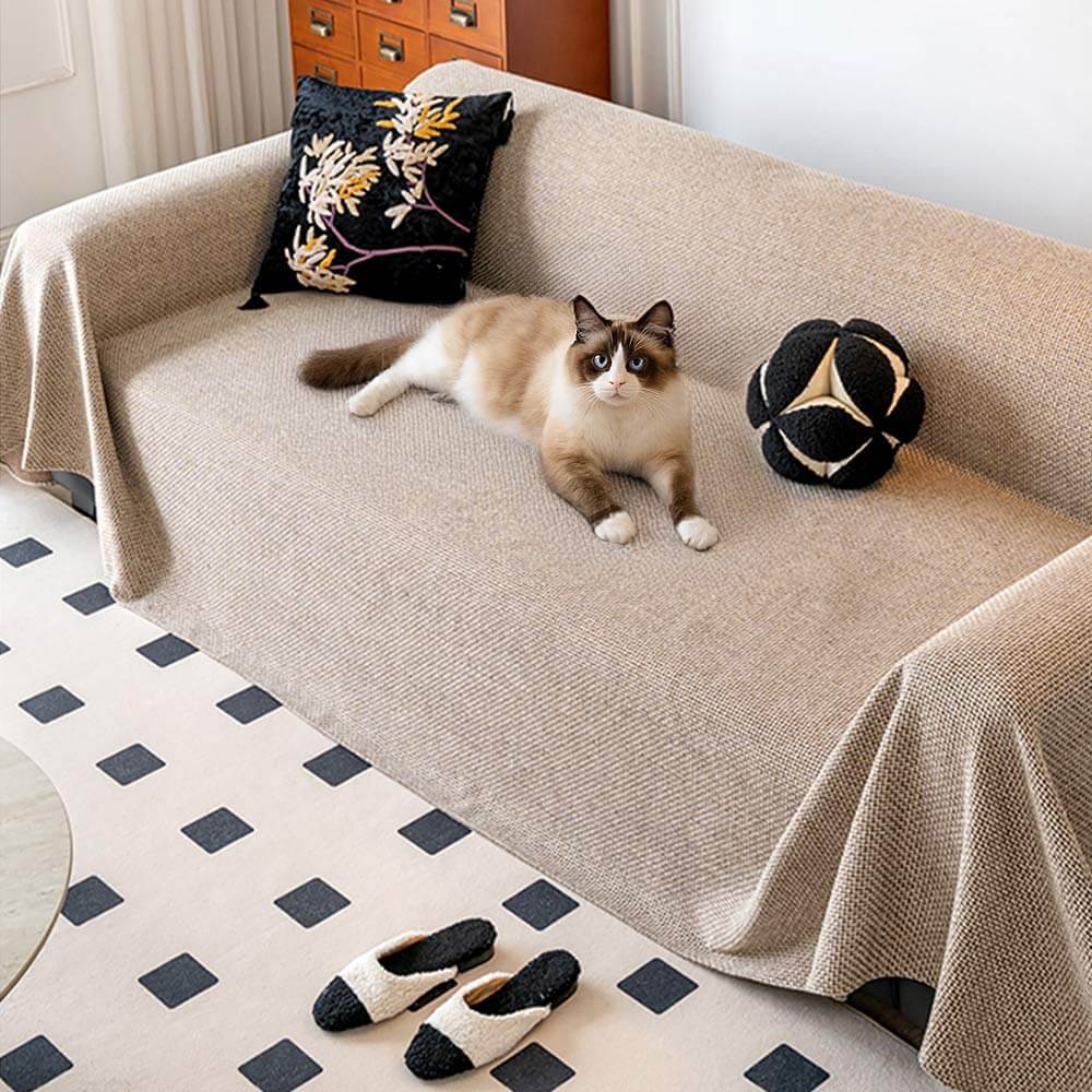 リネンソファカバー 無地 シンプル L字型対応 分割式 高品質 麻のような肌触り 柔らか 吸湿通気 ドレープ感 毛玉防止 耐摩耗 ブランケット 多機能 ソファ保護 犬猫対策 汚れ防止 オールシーズン 洗える 北欧 おしゃれ-Giipet