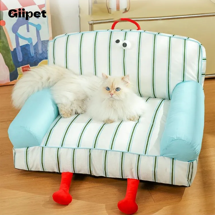 Giipet-ペットベッド　ソファ　犬　猫　取り外し可能　ひんやり冷感　夏用　ストライプ柄　買えば贈り物がある