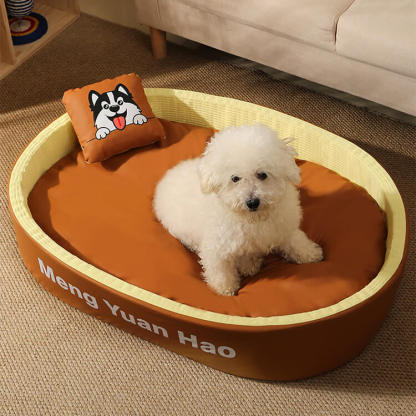 防水オールシーズンペットベッド 犬猫用 楕円形 続く暖かさ へたらない高耐久設計 瞬時ぬくぬく お手入れ簡単 ふわふわ柔らかな肌触り 首を守るサポート枕 大型犬 小型犬 中型犬 子猫 4サイズ 37.5kgまで対応 -Giipet