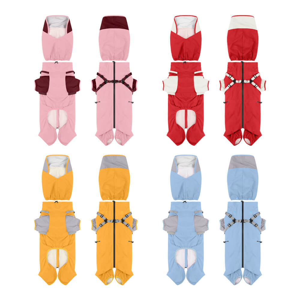 giipet-リード付きペット用4本脚レインコート