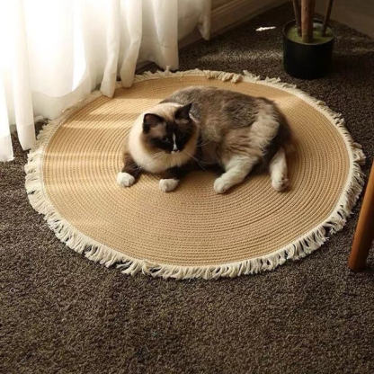 北欧風ミニマルスタイルハンドメイド織りカーペット 猫用爪とぎマット 耐久性抜群 丈夫で長持ち 柔らか通気性コットン 静音クッション性 毛羽立ちなし お手入れ簡単 マルチサイズ 年中使える