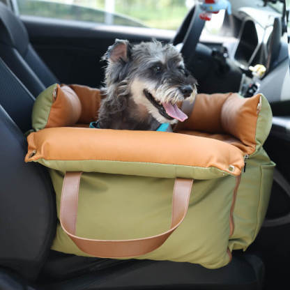 ペット用ドライブベッド 洗えるレザー防水防傷 厚手15cmクッション 安全ロック付き 滑り止め設計 助手席＆後部座席対応 小型犬 中型犬 大型犬 快適ペットベッド 車載お出かけ用