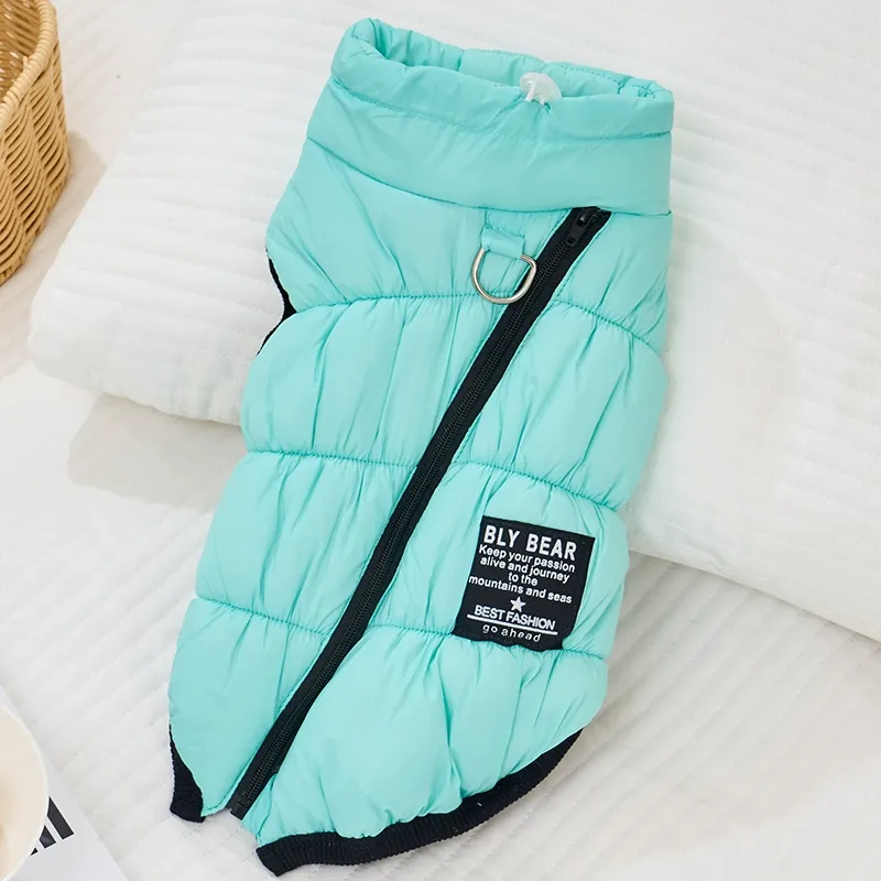 犬用 極暖 防寒 ベスト 背中開き 着せやすい 保温 中綿 キルト加工 ドッグウェア 防風 撥水加工 スタンドカラー Dカン付き お散歩便利 毛を挟まないジッパー 抜け毛が付きにくい裏地 動きやすい 小型犬 中型犬-Giipet