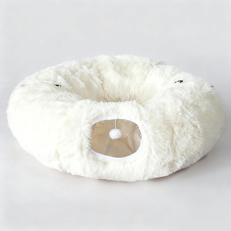 ふわふわトンネル猫ベッド 3WAY ドーナツ型 S字型 セパレート式 ラビットファー風 もこもこ 雲ごこち 丸洗いOK 滑り止め クッション付き 一年中快適 通気性 多頭飼い 子猫 シニア猫 小型犬対応 遊び場 隠れ家 ストレス解消 リラックス 体圧分散 背骨関節保護-Giipet