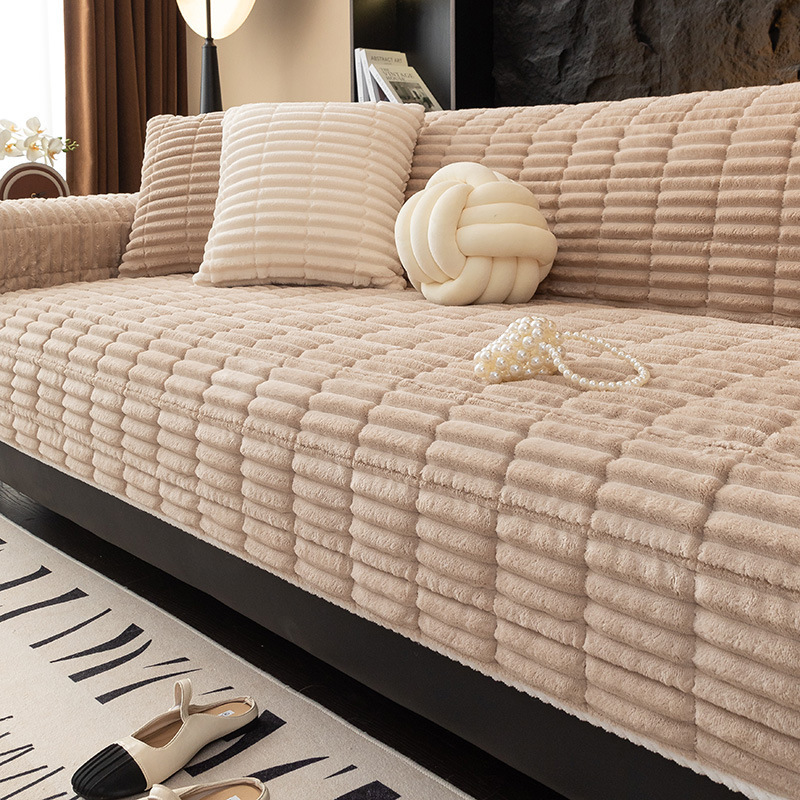 一体型滑り止め付きフランネルソファカバー マルチカバー ふわふわ もこもこ 極厚 立体織り あったか 保温 防寒 冬用 爪とぎ防止 抜け毛対策 洗える 丸洗いOK 洗濯機対応 滑り止め ズレない ソファ保護 犬 猫兼用 極上の肌触り お手入れ簡単 インテリアに馴染む 2人～5人掛け対応-Giipet