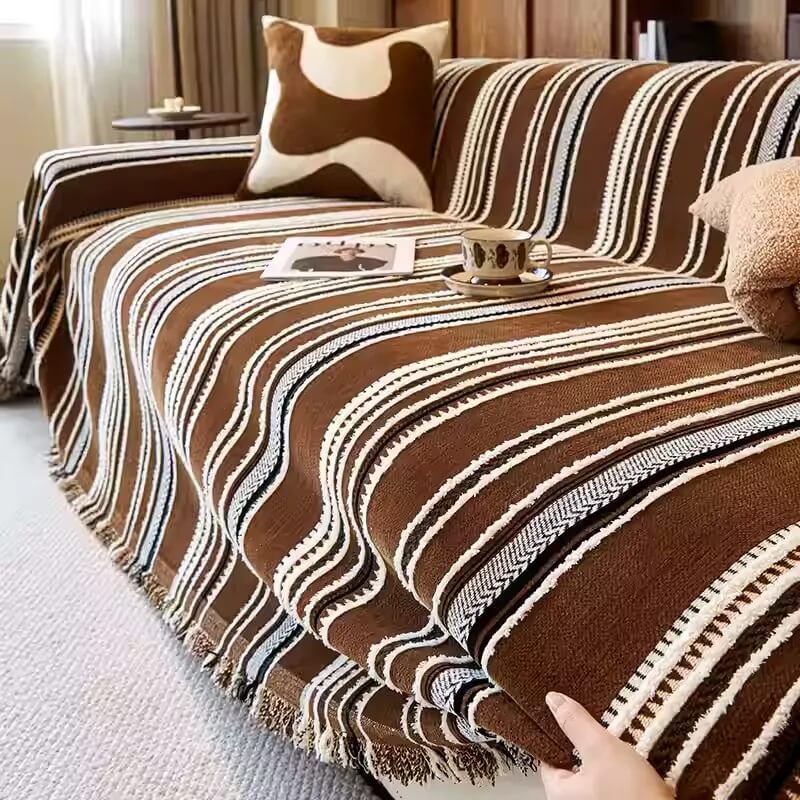 中古風ソファカバー シェニール織り オールシーズン対応 リバーシブル 厚手 もっちりやわらか 高密度 耐久性抜群 犬猫の爪にも強い 洗える 色落ちしない 設置簡単 滑り止め効果 リビング格上げ