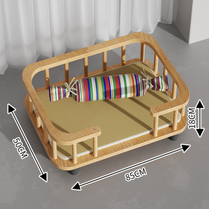 天然木製犬用ベッド 無垢材 ホルムアルデヒドフリー 高耐久 長持ち設計 爪とぎ一体 多機能 静音設計 四季対応 広々快適空間 3サイズ展開 ペットベッド 健康維持 負担軽減 安定感抜群 簡単お手入れ 汚れ対策