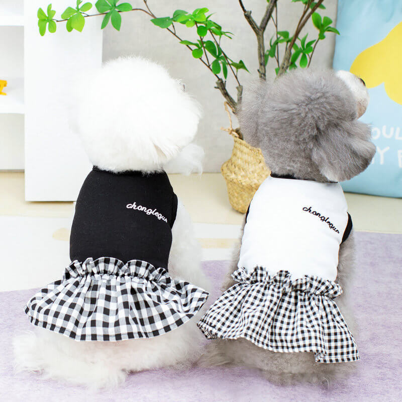 ペット用刺繍入りスカート付きタンクトップ