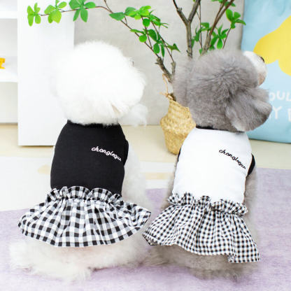 ペット用刺繍入りスカート付きタンクトップ