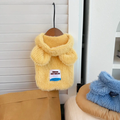 耳付きフードパーカー ふわふわ厚手 起毛素材 ペット用ノースリーブパーカー 犬服 秋冬用 防寒 保温 超キュート 小型犬 中型犬 6サイズ (XS-2XL) 展開 選べる2色 フェイクファー素材 柔らかく滑らか 着せやすい-Giipet
