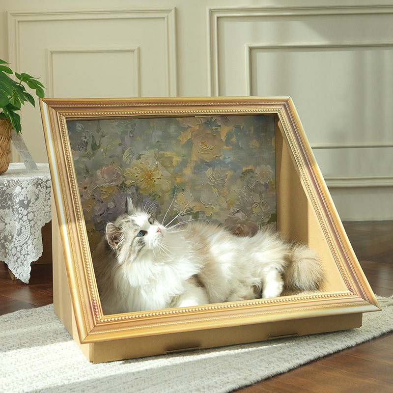 猫の油彩画 金色フレーム付き 4d0a967f4580b013f3a53c1f8b67a1