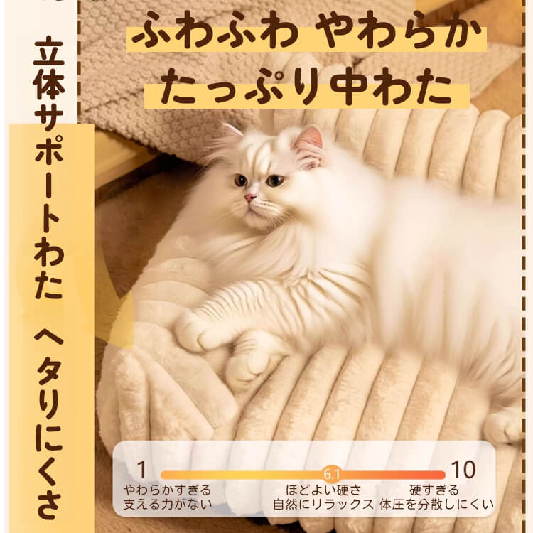 雲ごこちソファベッド ペットベッド 犬猫用 冬用 ふわふわあったか ぬくぬく保温 ミルクファイバー 高反発 体圧分散 関節保護 首サポート 頚椎保護 洗濯OK 滑り止め ヘタりにくい ぐっすり安眠 快眠 小型犬 中型犬-Giipet