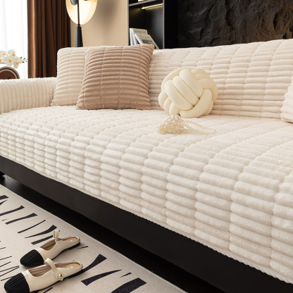 一体型滑り止め付きフランネルソファカバー マルチカバー ふわふわ もこもこ 極厚 立体織り あったか 保温 防寒 冬用 爪とぎ防止 抜け毛対策 洗える 丸洗いOK 洗濯機対応 滑り止め ズレない ソファ保護 犬 猫兼用 極上の肌触り お手入れ簡単 インテリアに馴染む 2人～5人掛け対応-Giipet