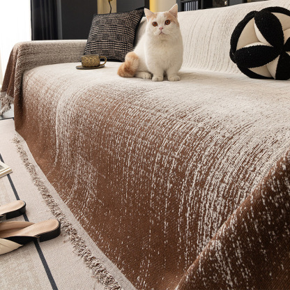 モノクログラデーションソファカバー 北欧風シュニール織り 厚手で肌触り極上 抗菌・防ダニ機能付き 全くズレない滑り止め加工 色落ち・縮みなし 猫の爪にも強い耐久性 オールシーズン対応 簡単取付 マルチカバー-Giipet
