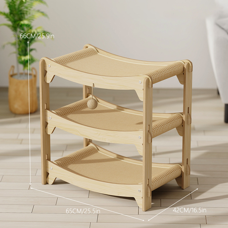 多層爪とぎハウス 多機能猫用爪とぎベッド キャットタワー 立体構造 頑丈な木製フレーム サイザル麻 大型猫対応 複数匹飼い 省スペース 組み立て簡単 年中使える つめとぎ 寝床 遊び場 運動不足解消 ストレス解消