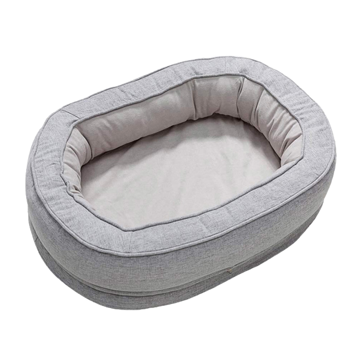 ドーナツ型ペットベッド 厚手クッション 3D低反発ウレタン 背骨サポート 関節保護 波型マッサージデザイン 通気性抜群 ムレにくい 頭部＆首サポート 洗濯機対応 撥水素材 お手入れ簡単 犬猫兼用 年中使える 小型犬 中型犬 大型犬対応-Giipet