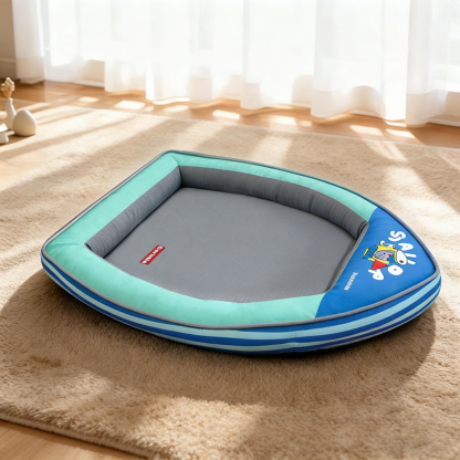 船型ペットベッド 接触冷感 ひんやり 夏用 アイスビーズ素材 クール 四季通用 拨水加工 通気性 蒸れない ネックサポート 顎乗せ 熟睡 丸洗い可能 滑り止め 猫 小中型犬 暑さ対策 涼しい