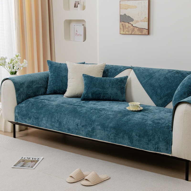 ワッフル柄ソファカバー シェニール生地 マルチカバー 全てのソファ対応 滑り止め 傷防止 ズレない 柔らかな肌触り 犬猫対策 オールシーズン対応 清潔簡単 耐摩耗 毛玉防止 北欧 おしゃれ リビング ソファ保護カバー マルチカバー 6色展開-Giipet