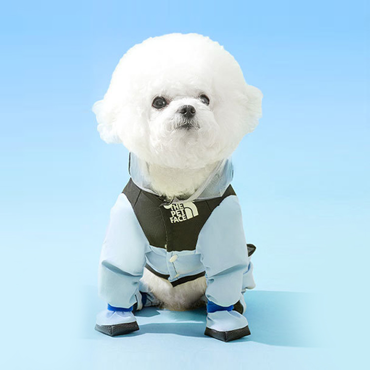 Giipet-犬用透明つば付きペットレインコート 防水防風豪雨対策 全身カバー透明バイザー付き 一体型リードホルダー 小型犬 中型犬 自由調整マジックテープ式 耐摩耗濡れ防止散歩用