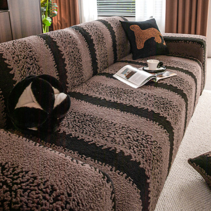 ペットのひっかきに強い高密度ソファカバー クッションカバー付き コットンフリース 厚手なのにムレない 抜け毛・毛玉ゼロ 静電気防止 ストレッチフルカバー 簡単装着 肌に優しい 年中快適 レトロクラシック ホコリ対策 高級感 インテリア-Giipet