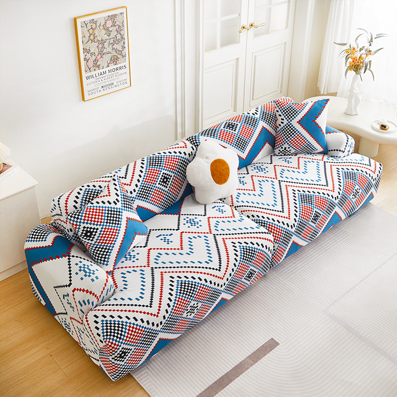 北欧涼感ソファカバー 幾何学アート 暑さ対策 ひんやり 接触冷感 レトロモダン  おしゃれ 伸縮性抜群 ストレッチ ペット対応 傷防止 引っかきに強い 毛がつきにくい 丸洗いOK ソファー保護カバー 蒸れない