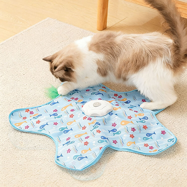 猫用電動おもちゃ 自動 ひとり遊び ネコ ヒトデ型 360度回転 ランダム 3段階スピード 運動不足解消 ストレス解消 静音設計 子猫 成猫 留守番 安全素材 かわいい インテリア
