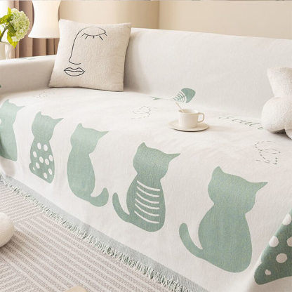 【检查价格后上架】猫柄シェニールソファカバー 高品質 オールシーズン 柔らか肌触り 吸湿通気 耐久性抜群 汚れ防止 猫犬対策 ソファ保護カバー マルチカバー 多色展開 エレガントデザイン 環境に優しい
