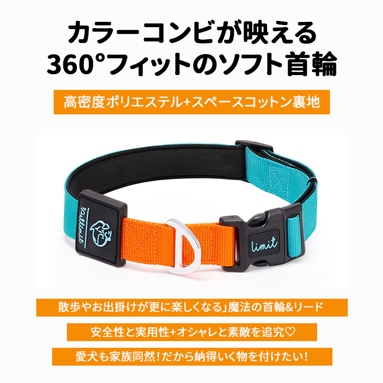 犬用コントラスト配色首輪リードセット ペット用牽引ロープ 360