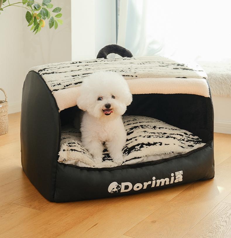 洗える半密閉タイプペットベッド 三方向包囲型 ふわふわ大空間 安眠ドーム型 猫犬兼用 ドームベッド 秋冬用 保温防風 クッション性抜群 丸洗い可能 へたりにくい 高反発 体圧分散 ぐっすり熟睡 隠れ家 安心感 ドッグベッド-Giipet