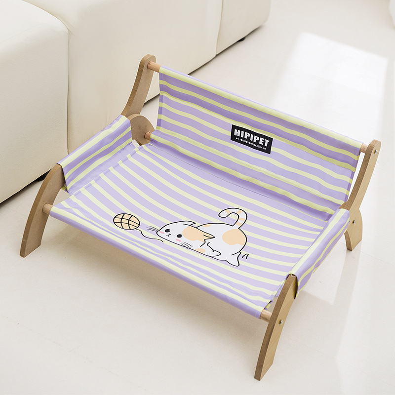 猫犬兼用 ストライプ柄リクライニングチェア オールシーズン 耐荷重7.5kg 安定の厚手木製フレーム 丸角安全設計 通気性抜群 冷感素材 湿気・暑さ・床冷え対策 洗濯機OK お手入れ簡単 広々スペース 子猫 子犬 小型犬 中型犬 高耐久 組立簡単 インテリア