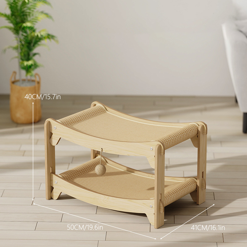 多層爪とぎハウス 多機能猫用爪とぎベッド キャットタワー 立体構造 頑丈な木製フレーム サイザル麻 大型猫対応 複数匹飼い 省スペース 組み