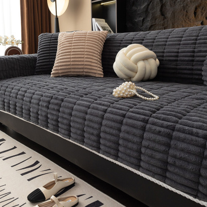 一体型滑り止め付きフランネルソファカバー マルチカバー ふわふわ もこもこ 極厚 立体織り あったか 保温 防寒 冬用 爪とぎ防止 抜け毛対策 洗える 丸洗いOK 洗濯機対応 滑り止め ズレない ソファ保護 犬 猫兼用 極上の肌触り お手入れ簡単 インテリアに馴染む 2人～5人掛け対応-Giipet