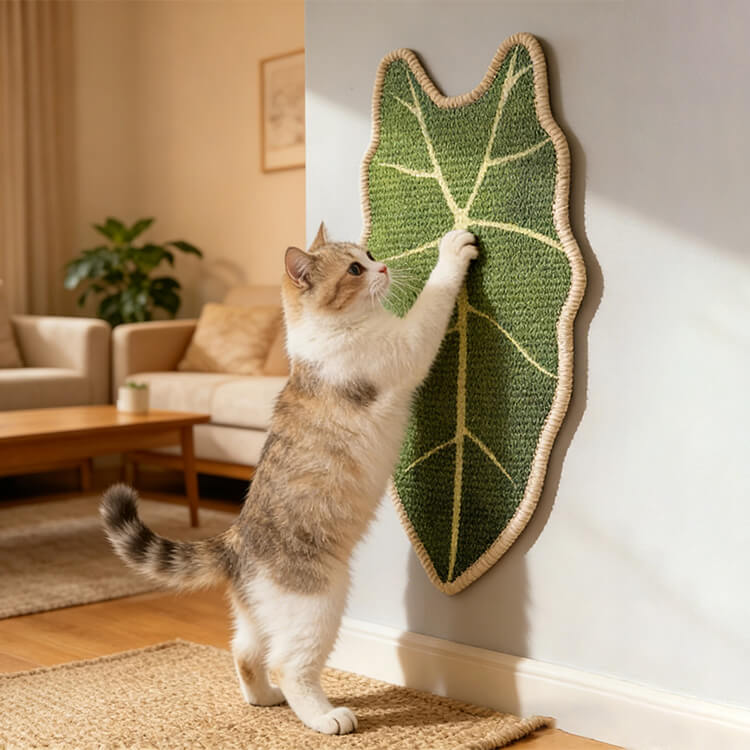 Giipet-リーフデザイン壁貼り猫爪とぎマット 天然サイザル製 ガリガリ