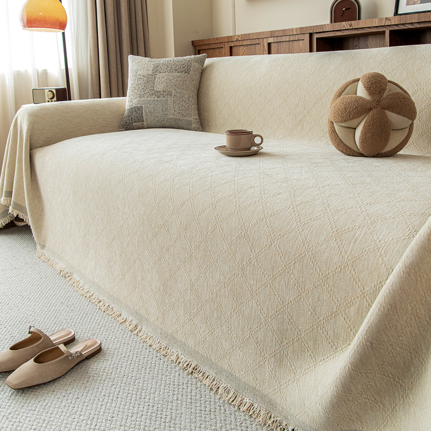 ダイヤモンド柄 ソファスロー 凹凸加工  3人掛け ジャガード織り マルチカバー シェニール 厚手 引っ掻きに強い 爪とぎ防止 汚れ防止 リバーシブル 北欧 おしゃれ 肘あり 肘なし 春夏秋冬 丸洗いOK 5色展開