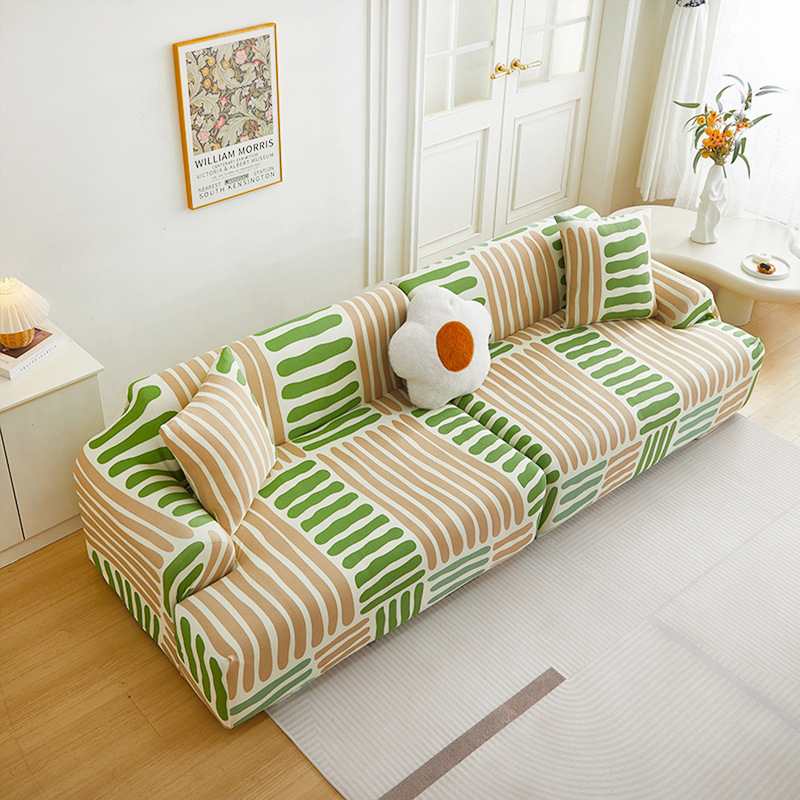 北欧涼感ソファカバー 幾何学アート 暑さ対策 ひんやり 接触冷感 レトロモダン  おしゃれ 伸縮性抜群 ストレッチ ペット対応 傷防止 引っかきに強い 毛がつきにくい 丸洗いOK ソファー保護カバー 蒸れない