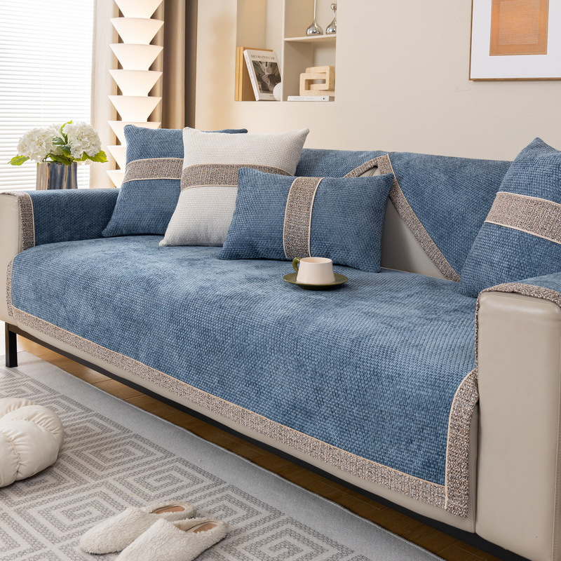 四季通用シェニール織り滑り止めソファカバー 高密度 ソファーパッド マルチカバー ふわもち 防ダニ 静電気防止 洗える ペット 犬 猫 爪とぎ防止 傷防止 高耐久 ズレない 通気性 無臭 オールシーズン対応 選べる5色 モダン おしゃれ
