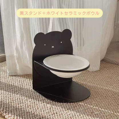 磁石付きセラミック製ペット用食器 分体式デザイン 角度＆高さ調節可能 首の負担軽減 丸洗い 滑り止め 食事姿勢最適 小型犬 子猫 シニア猫 マンチカン ペルシャ猫対応 耐久性抜群 高級感 汚れにくい 衛生 安心安全-Giipet