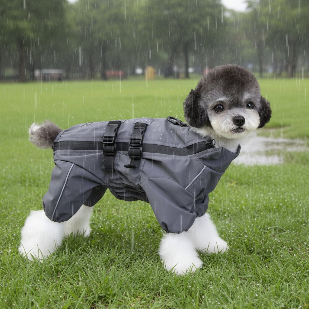 犬用レインコート ハーネス一体型 四脚タイプ 全身カバー 防水 防風 反射材付き 蒸れにくい 快適設計 着脱簡単 フルジップ 動きやすい ゆったり 通気性抜群 S-XXL 小型犬 中型犬 大型犬 春夏秋冬 散歩楽々-Giipet