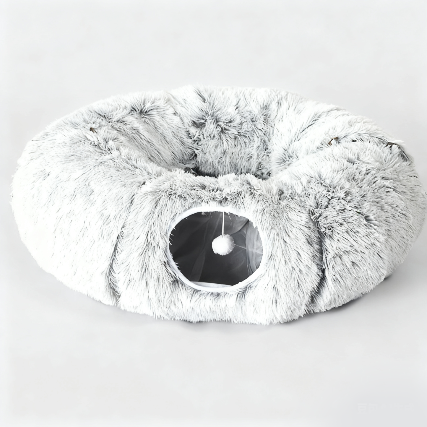 ふわふわトンネル猫ベッド 3WAY ドーナツ型 S字型 セパレート式 ラビットファー風 もこもこ 雲ごこち 丸洗いOK 滑り止め クッション付き 一年中快適 通気性 多頭飼い 子猫 シニア猫 小型犬対応 遊び場 隠れ家 ストレス解消 リラックス 体圧分散 背骨関節保護-Giipet