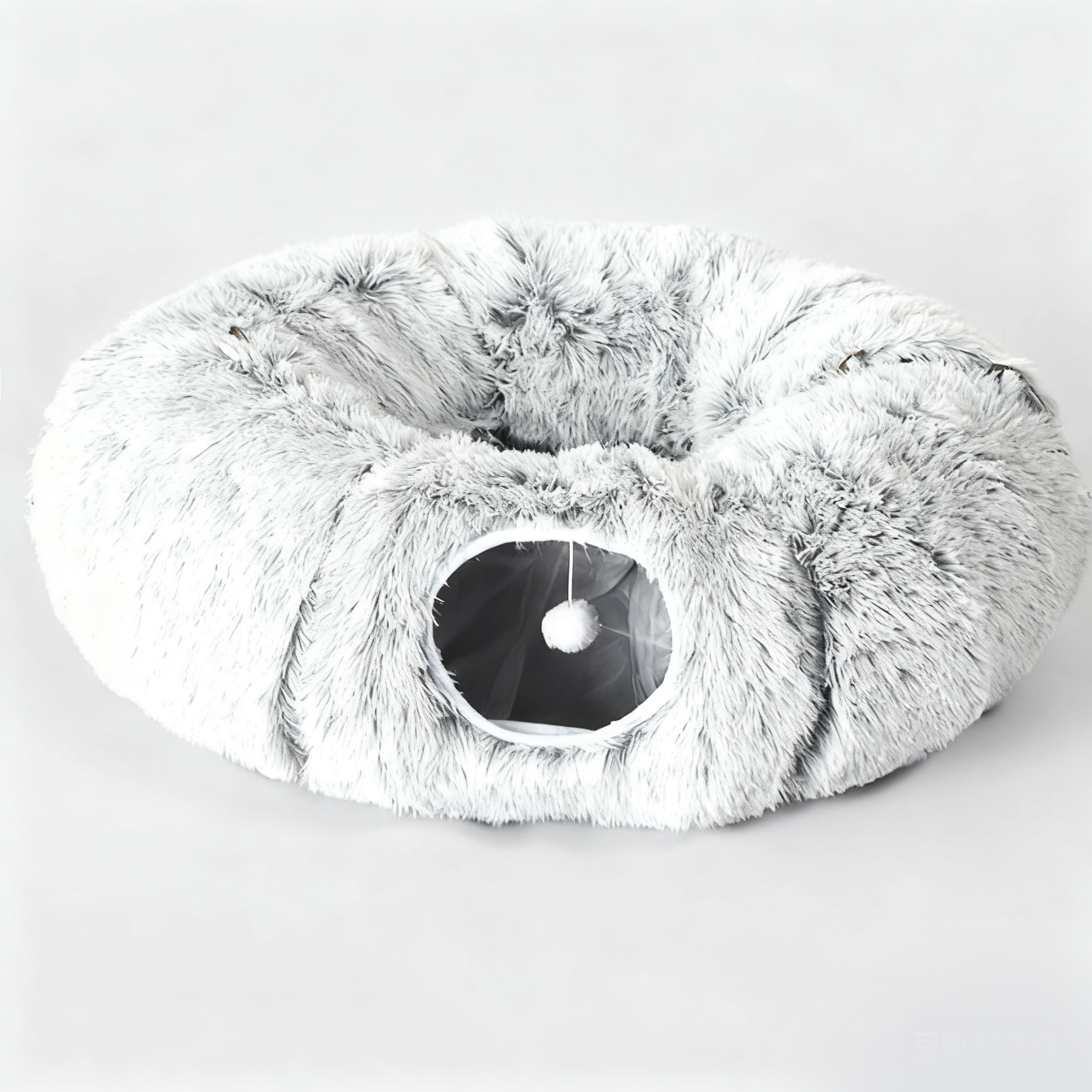 ふわふわトンネル猫ベッド 3WAY ドーナツ型 S字型 セパレート式 ラビットファー風 もこもこ 雲ごこち 丸洗いOK 滑り止め クッション付き 一年中快適 通気性 多頭飼い 子猫 シニア猫 小型犬対応 遊び場 隠れ家 ストレス解消 リラックス 体圧分散 背骨関節保護-Giipet