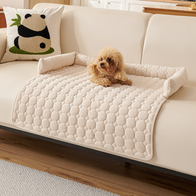 ペット用ソファマット ふんわり弾力 快適寝心地 75×75cm パール起毛生地 多色展開 犬猫兼用 大型犬対応 爪とぎ防止 滑り止め 洗濯機OK 年中快適 耐久性抜群 ズレ防止 厚手枕付き 安眠ベッド