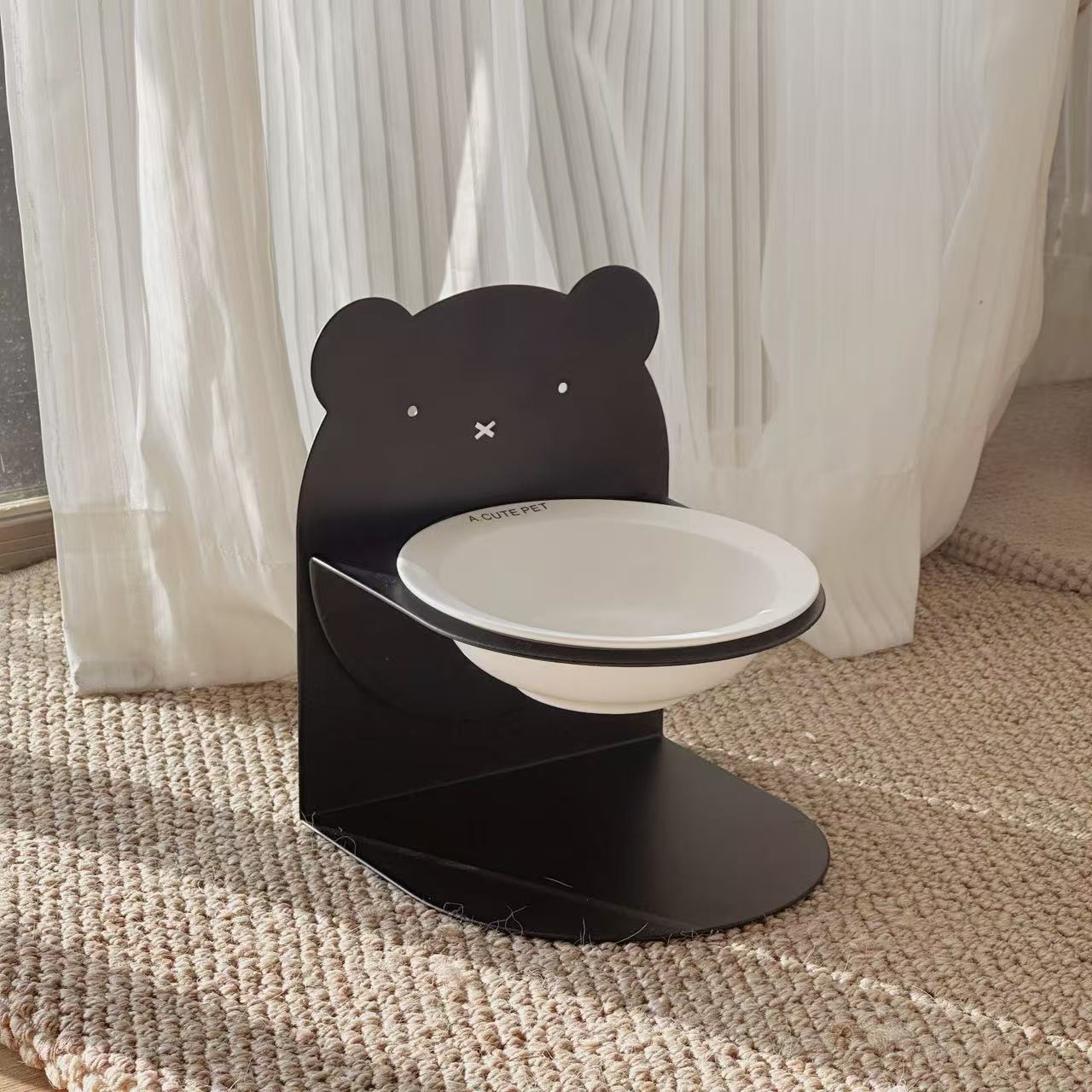 磁石付きセラミック製ペット用食器 分体式デザイン 角度＆高さ調節可能 首の負担軽減 丸洗い 滑り止め 食事姿勢最適 小型犬 子猫 シニア猫 マンチカン ペルシャ猫対応 耐久性抜群 高級感 汚れにくい 衛生 安心安全-Giipet