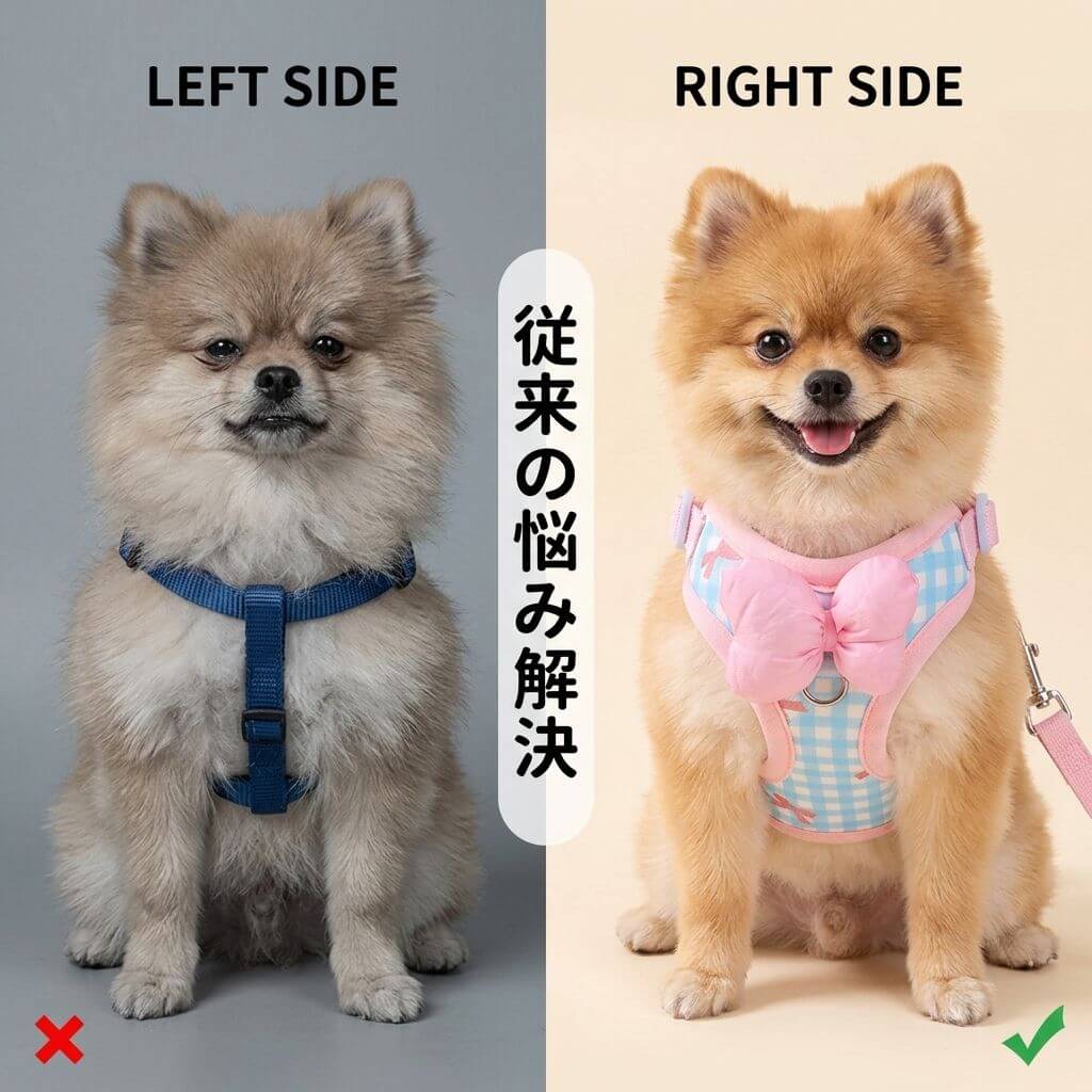 3D立体リボン ハーネスセット 可愛い おしゃれ メッシュ 通気性 蒸れない 工字型 衝撃分散 気管に優しい 首に負担がかからない 抜けにくい 1秒着脱 散歩 お出かけ 小型犬 中型犬 猫用